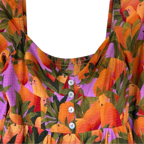 Farm Rio - NWT, Women’s ‘Mango Macaws’ Long-Sleeve Mini Dress in Lilac - Small - Picture 10 of 17